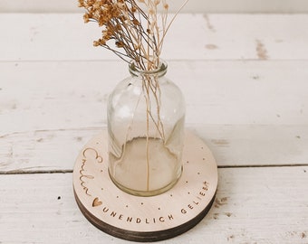 Vase holder | Tealight holder | engraved | personalized | wood | Star Child | Remembrance light | Grief