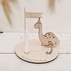 Candle plate Dino longneck incl. pennant, number and white candle