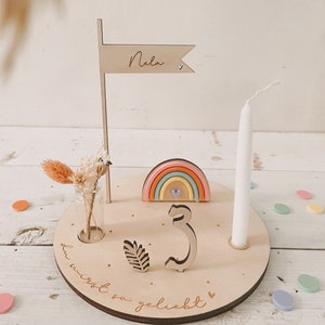 Rainbow birthday plate | Candle plate | Birthday board | Children's birthday decorations