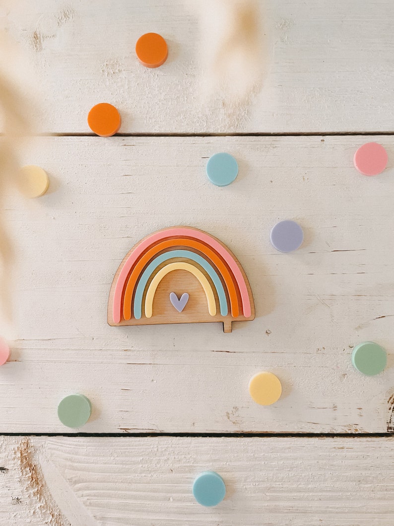 Rainbow birthday plate Candle plate Birthday board Children's birthday decorations image 2