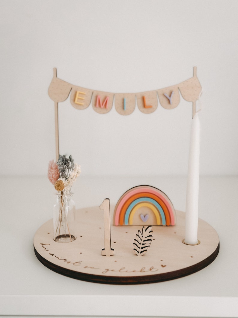 Rainbow birthday plate Candle plate Birthday board Children's birthday decorations image 3