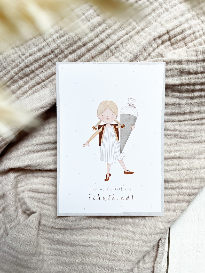 Carte postale - Fille - Inscription scolaire | premier jour d'école image 2