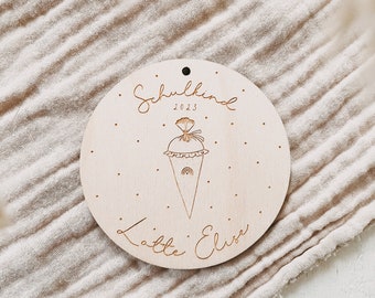 Tag for the school cone with name | wood 8 cm | back to school | first day of school | school child