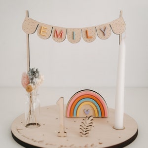 Assiette danniversaire arc-en-ciel Assiette à bougies Tableau d'anniversaire Décorations d'anniversaire pour enfants image 1