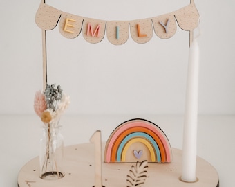 Assiette d'anniversaire arc-en-ciel | assiette à bougie | tableau d'anniversaire | décorations d'anniversaire pour enfants