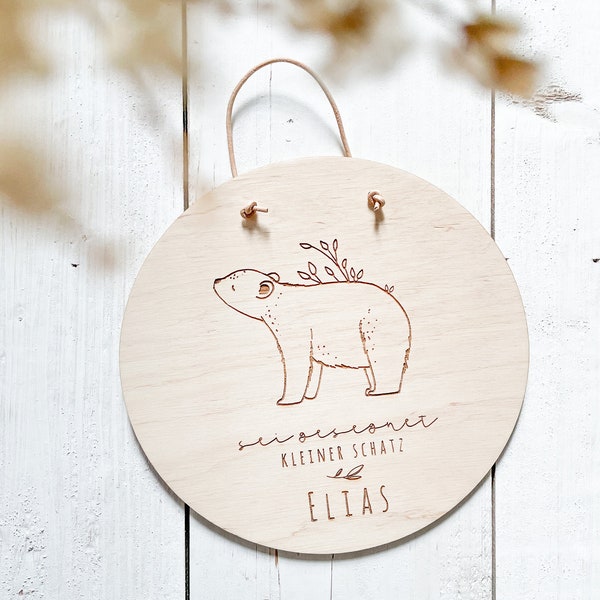 Wooden Shield - Bear - Be Blessed and Name Engraved