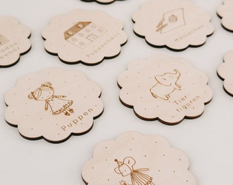 Panneaux en bois | Chambre d'enfants | Organisation | Étiquettes | Panneaux Trofast | Organisation de crèche | Système d'étagères Trofast | bord de vague |