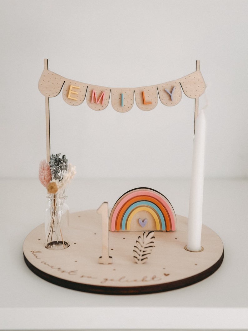 Rainbow birthday plate Candle plate Birthday board Children's birthday decorations image 4