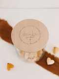 Little people need hearts as big as yours! Thank you for everything! | Glass jar with wooden lid | Storage jar