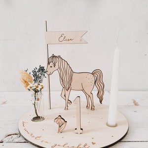 horse single connector Candle Plate birthday wreath Children's Birthday birthday plate image 2