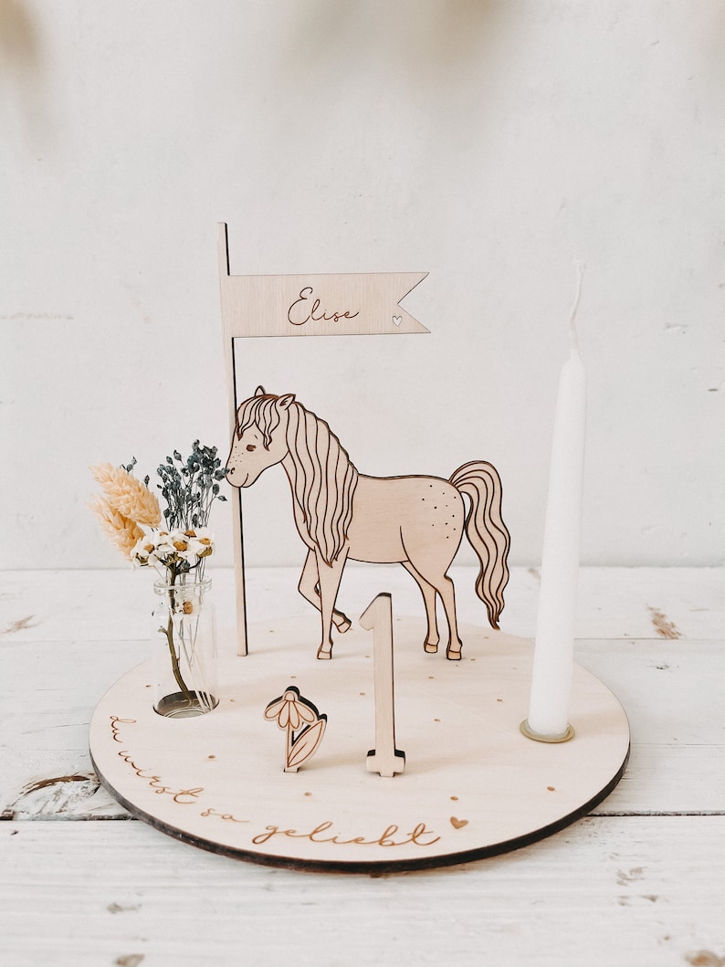 horse single connector Candle Plate birthday wreath Children's Birthday birthday plate image 2