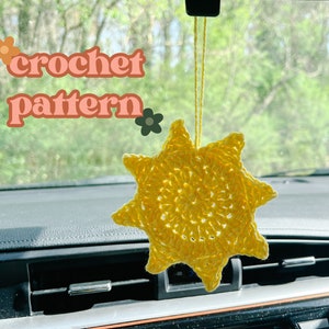 Mini Sunshine Car Hanging Crochet Pattern / PDF Download / Sunny Rearview Mirror Charm / Crochet Pattern Decor image 1