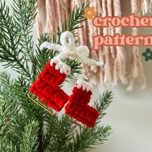 Mini Winter Schlittschuhe Häkelanleitung / Weihnachten häkeln Ornamente / Urlaub Handmade Decor