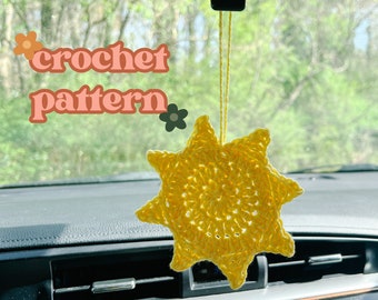 Mini Sunshine Car Hanging Crochet Pattern / PDF Download / Sunny Rearview Mirror Charm / Crochet Pattern Decor