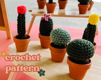 Cactus & Plant Trio Crochet Pattern / PDF Download / Crochet Tiny Plants Cactus Set / Crochet Decor for Garden Lovers