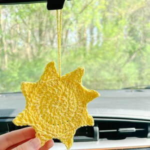 Mini Sunshine Car Hanging Crochet Pattern / PDF Download / Sunny Rearview Mirror Charm / Crochet Pattern Decor image 3