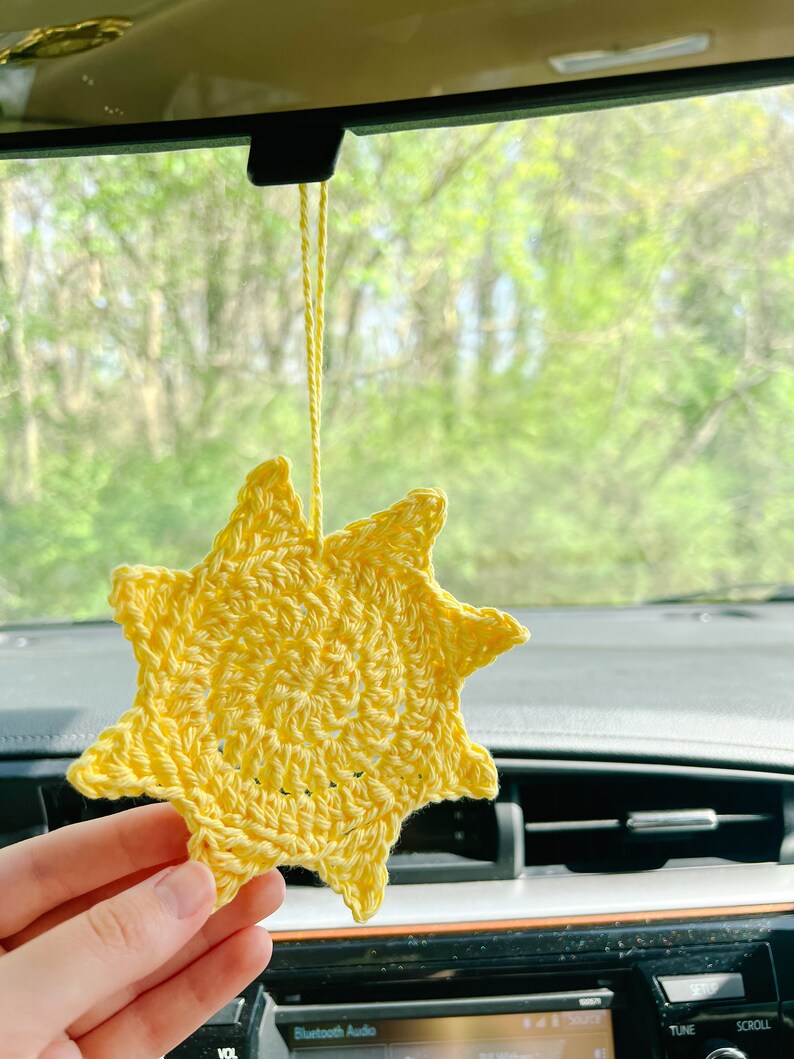 Mini Sunshine Car Hanging Crochet Pattern / PDF Download / Sunny Rearview Mirror Charm / Crochet Pattern Decor image 3