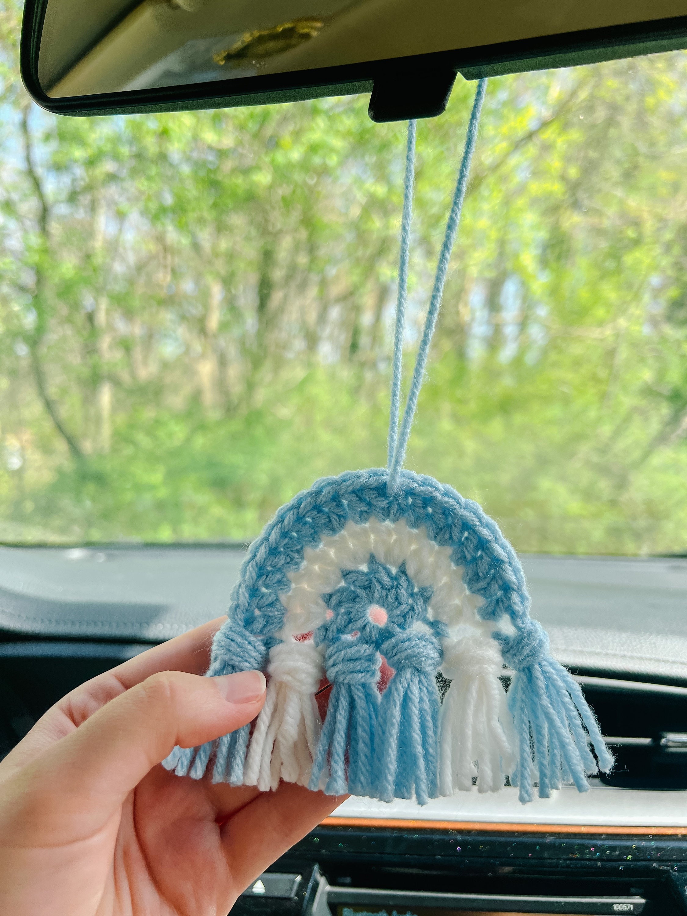Mini Rainbow Car Hanging With Tassels Crochet Pattern PDF Download Rearview Mirror Charm Etsy