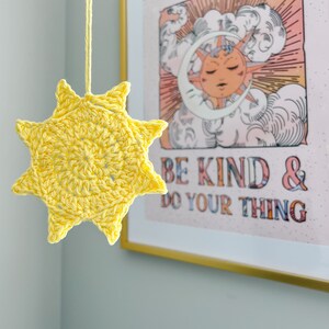 Mini Sunshine Car Hanging Crochet Pattern / PDF Download / Sunny Rearview Mirror Charm / Crochet Pattern Decor image 2