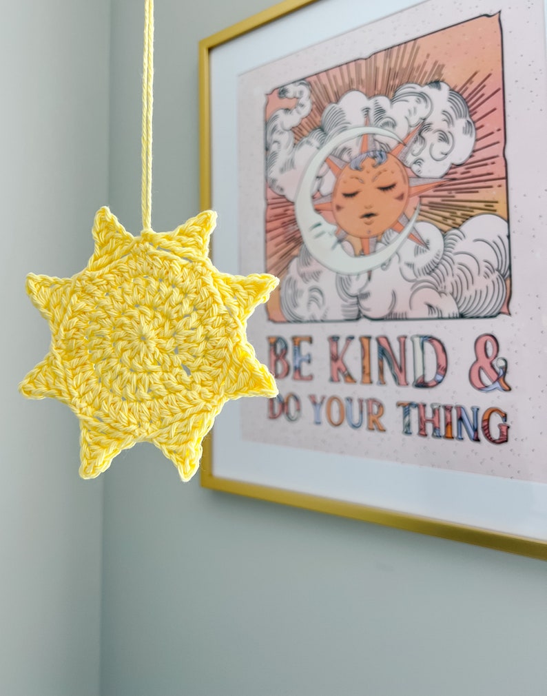 Mini Sunshine Car Hanging Crochet Pattern / PDF Download / Sunny Rearview Mirror Charm / Crochet Pattern Decor image 2