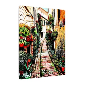 Charming Italian Alleyway Canvas Print - Vibrant Street Scene Canvas Art for Stylish Home Decor