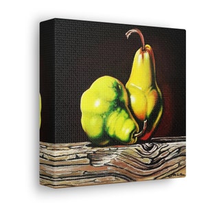 Stampa di un dipinto originale con frutta e pera d'epoca, decorazione da parete con frutta, natura morta, decorazione da parete per cucina, tela, natura morta con frutta