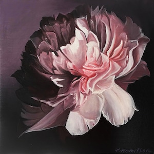 PINK PEONY FLOWER Canvas Print Floral wall art  Flower painting  Still life with flowers Living room wall art