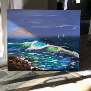 Ocean Wave Painting Original Abstraction Seascape Painting Textured Seascape Wall Art Coastal Ocean Wave Art Coastal Art