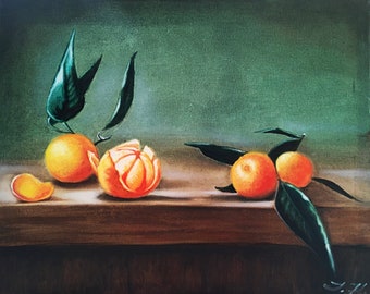 Tangerines Vintage Sill life -  Framed Poster of Original Dutch Style Painting