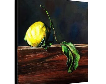 Lemon Fruit Still Life Wall Art : Vintage Kitchen Wall Decor, Canvas Print