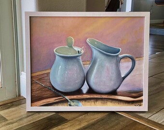 Morning  Painting: Vibrant Still Life, Housewarming Wall Decor, Framed Kitchen Art