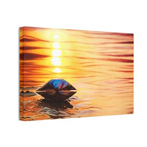 Seashell on Beach canvas wall art  Sunset Reflection Canvas print, Tranquil Wall Decor, Coastal wall decor, Unique Gift, Living Room Art