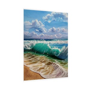 Shoreline Seascape Coastal Wall Art Print for Beach House Decor Crushed Waves on Beach Poster Print  Ocean Wall Decor  Rolled Poster