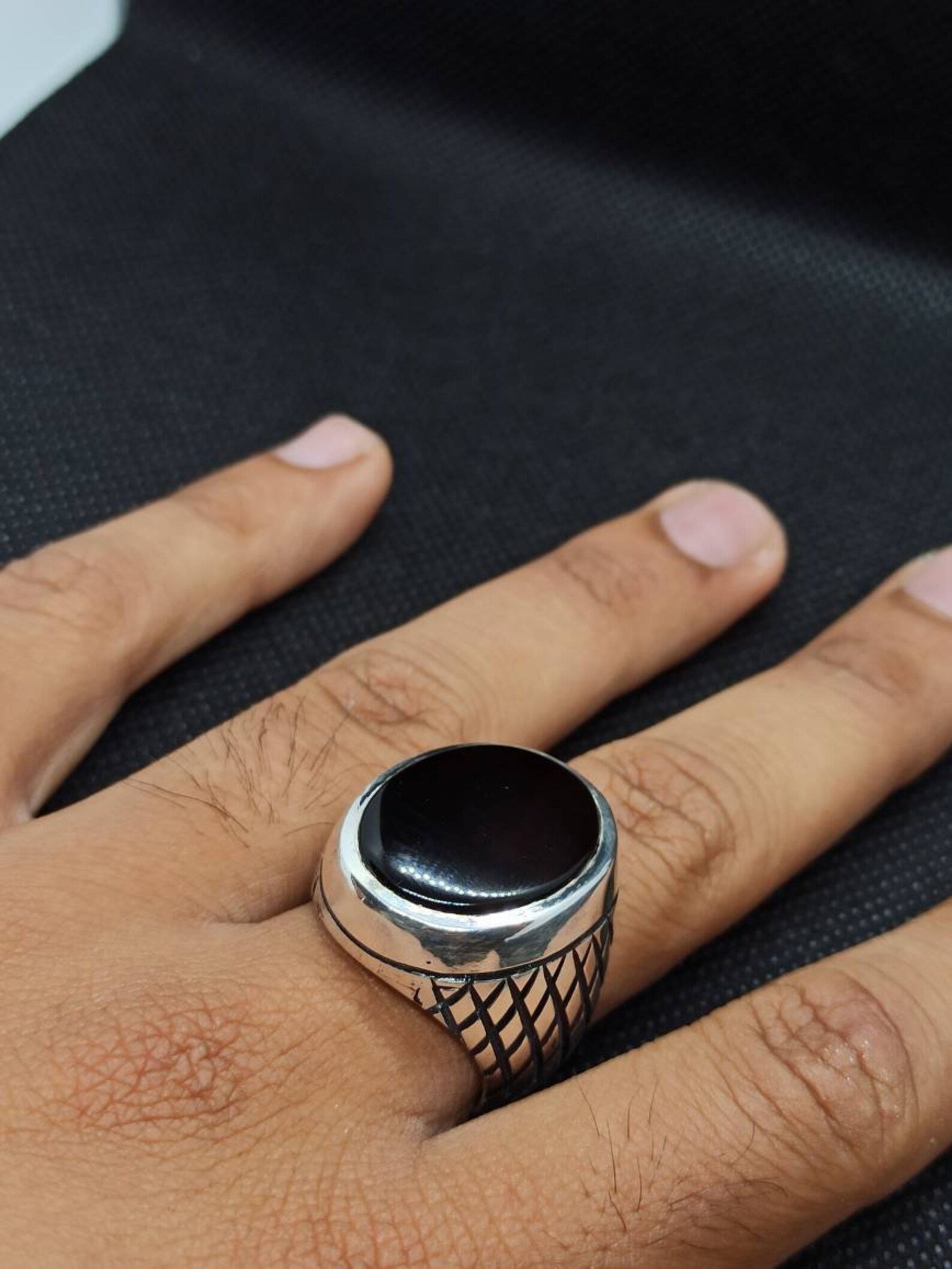 Mens Aqeeq Rings Yemeni Aqeeq Rings Black Agate Ring Akik Ring Etsy