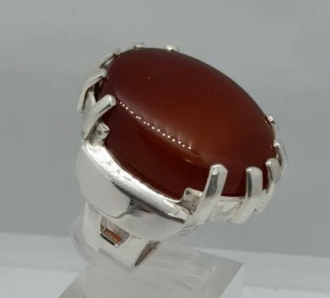 Mens Aqeeq Rings Natural Yemeni Aqeeq Sterling Silver 925 Agate Ring ...