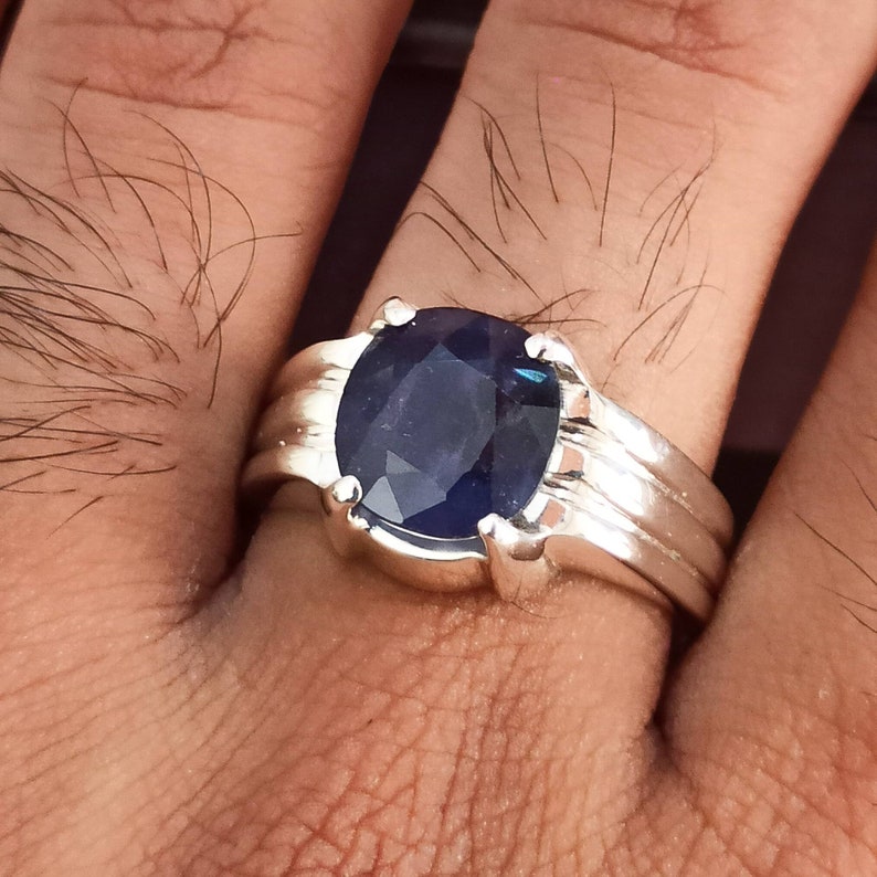 Mens Sapphire Ring African Sapphire Ring for Man Gift for Him Etsy