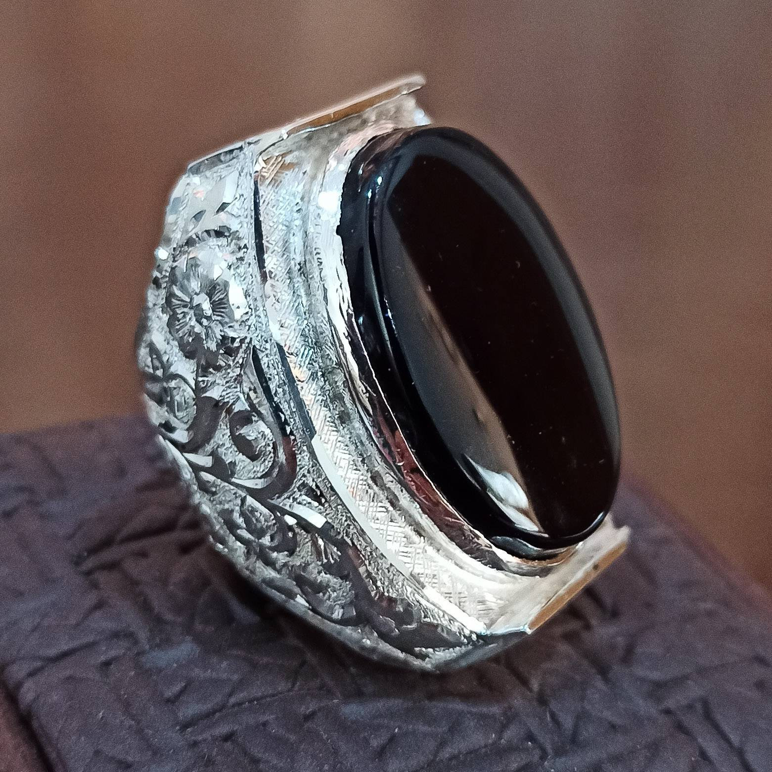 Mens Aqeeq Rings Yemeni Aqeeq Rings Black Agate Ring Akik Ring Etsy