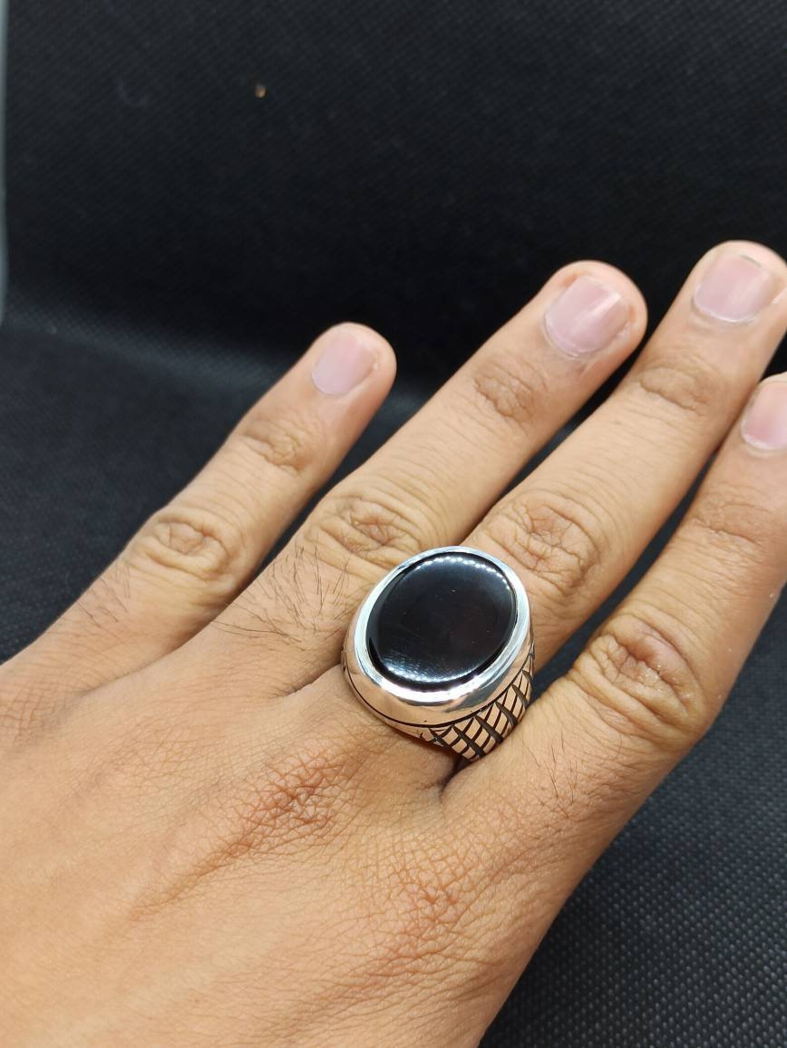 Mens Aqeeq Rings Yemeni Aqeeq Rings Black Agate Ring Akik Ring Etsy