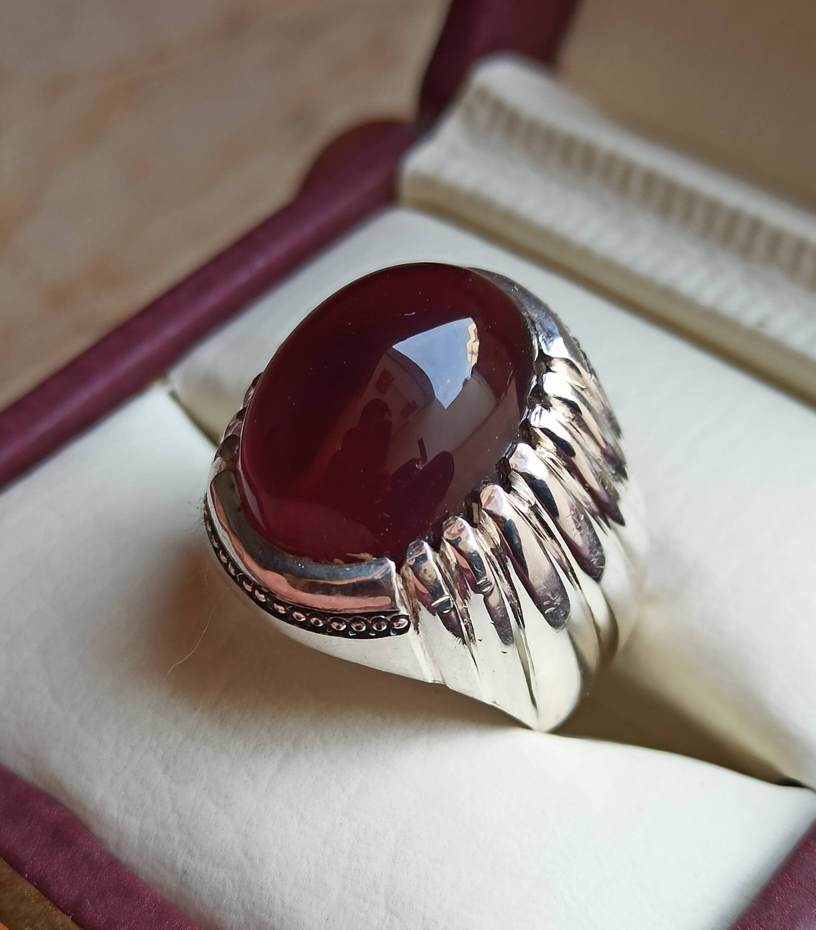 Mens Aqeeq Rings Yemeni Aqeeq Ring Brown Agate Ring Akik Ring Etsy