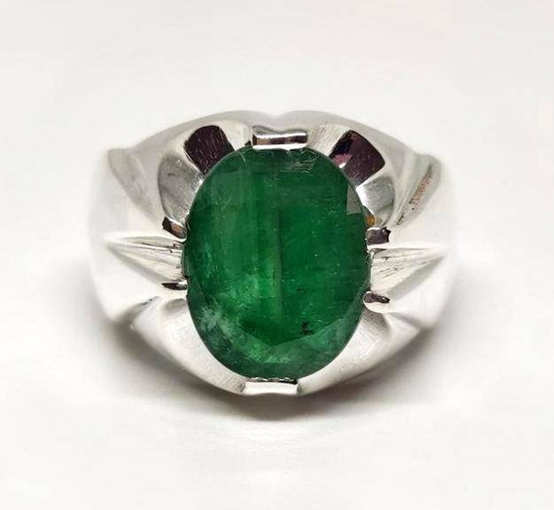 Man Emerald Ring Gift for Him Handmade Emerald Ring Sterling - Etsy