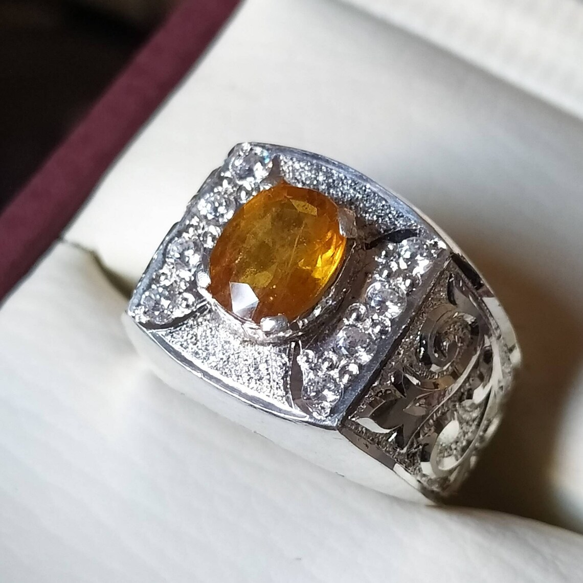 Mens Sapphire Ring Yellow Sappphire Ring Gift for Men Sterling Etsy