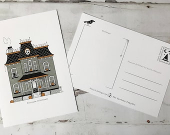 Ominous Houses Art Print-Postcards, horror, witch, film, spooky, haunted, addams family, munsters, sabrina, IT, Friday the 13th