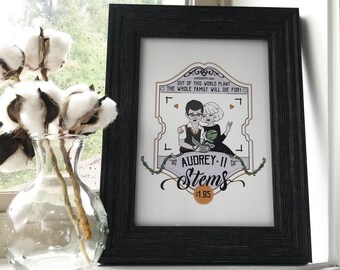 Audrey II Stems, Art Print-Post card, Vintage, snozzberrylabs, halloween, Little Shop of Horrors