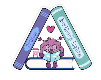 Purple Sprite Reading, Vinyl Decal, Transparent Backing