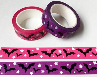 Bat Washi Tape, Purple, Pink, Bujo, Halloween