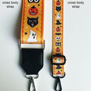 Vintage Halloween Cross Body Strap, black, purse strap, webbing, orange, yellow Bild 3