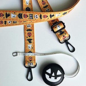 Vintage Halloween Cross Body Strap, black, purse strap, webbing, orange, yellow Bild 5