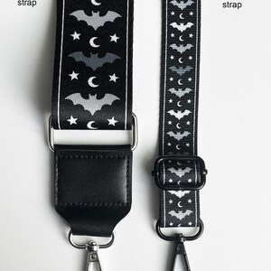 Bat Cross Body Strap, black, purse strap, webbing image 2