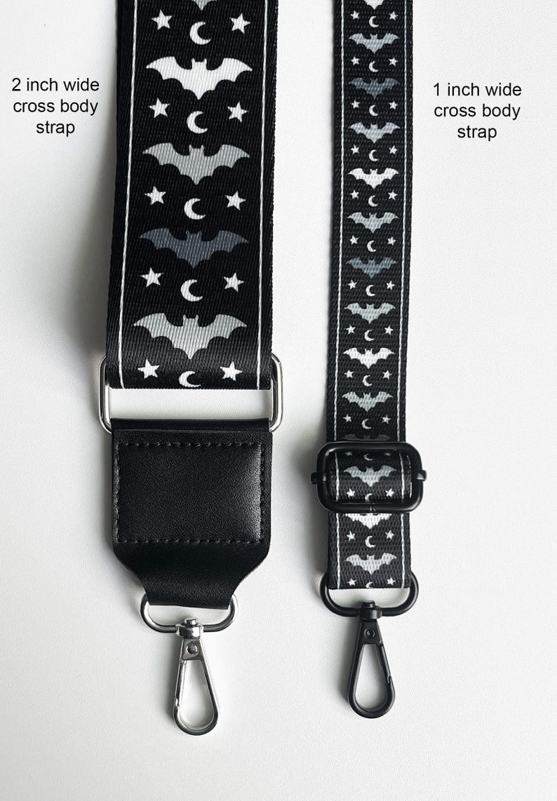 Bat Cross Body Strap, black, purse strap, webbing image 2