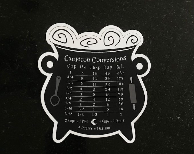 Cauldron Conversion Chart Magnet, Black, Cooking, Measurements, Baking ...